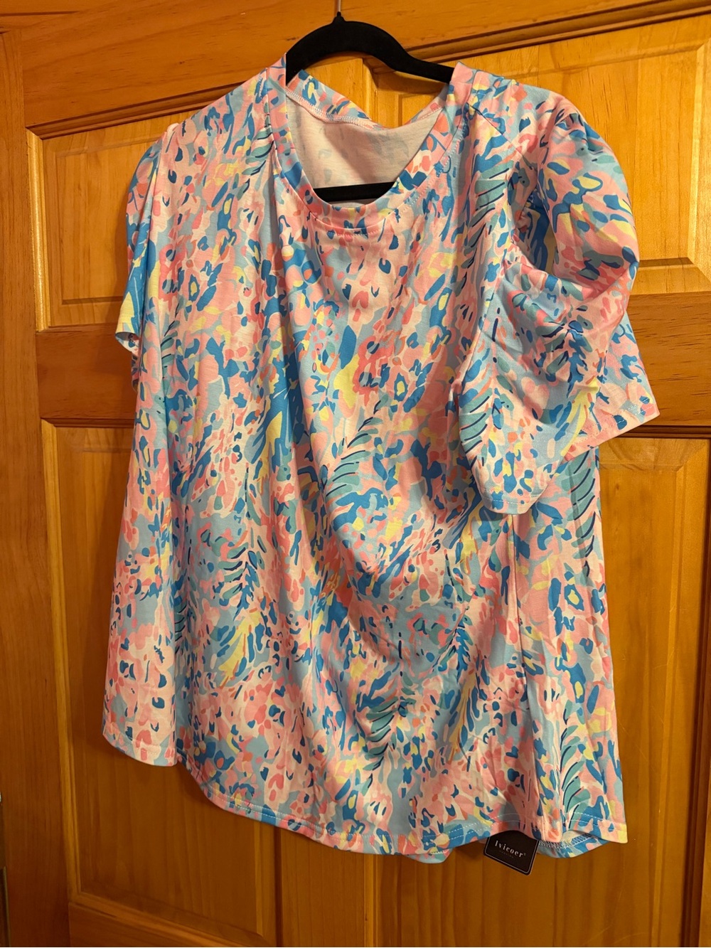 PINK Victoria's Secret Pastel Floral Short Sleeve Tee - Pink & Blue